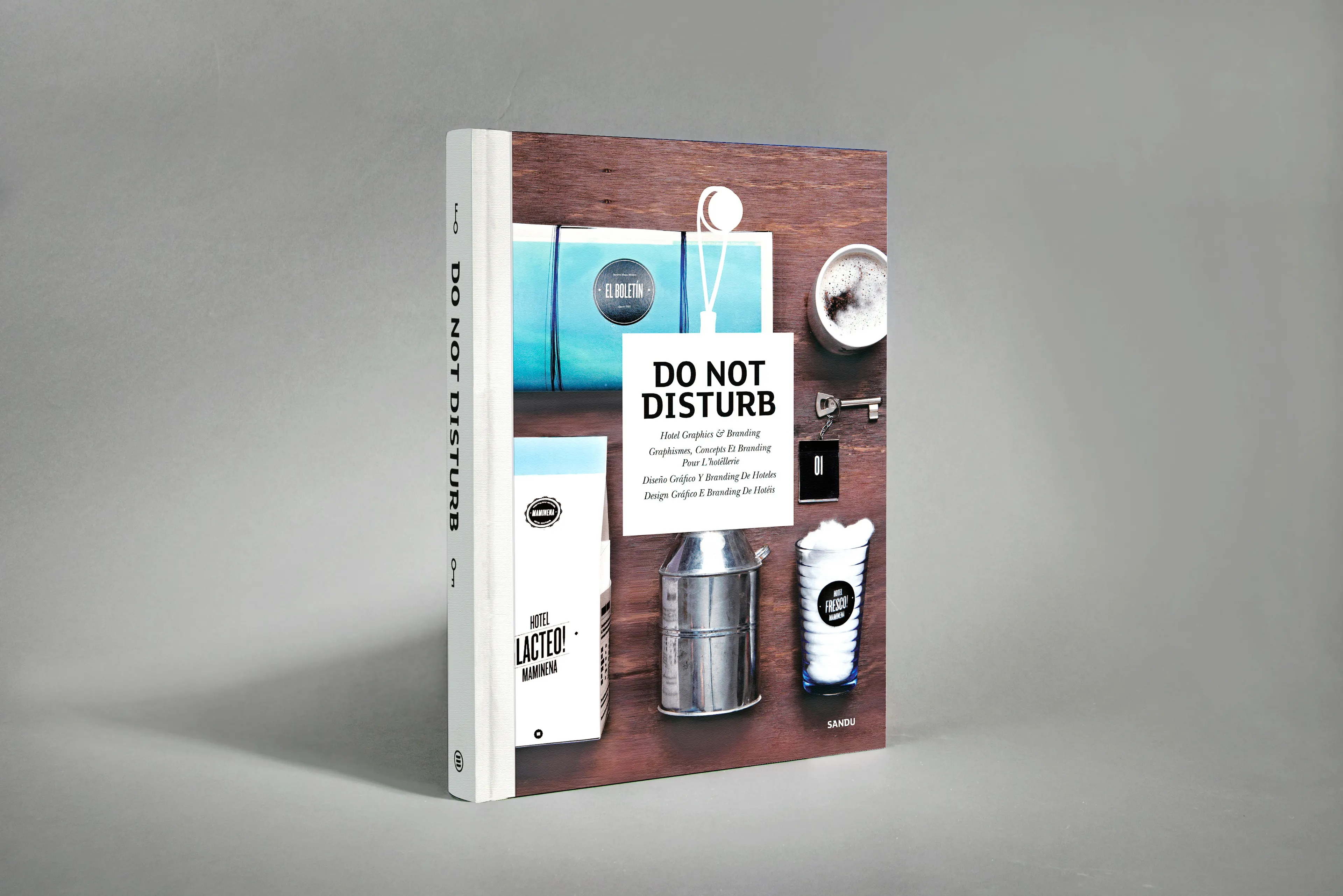 Do Not Disturb Hotel Graphics and Branding by Sandu Publishing — book cover and internal spread featuring Geoffrey Idun's work